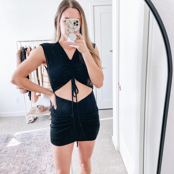 WITH JEAN Roxy Black Cut Out Mini Dress - Picture 6 of 14